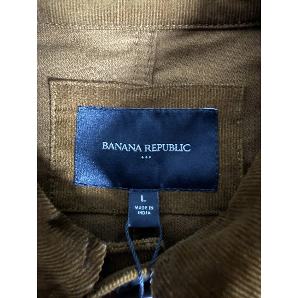 NWT Banana Republic Mens Large Corduroy Trucker Jacket Vicuna Brown Button Snaps